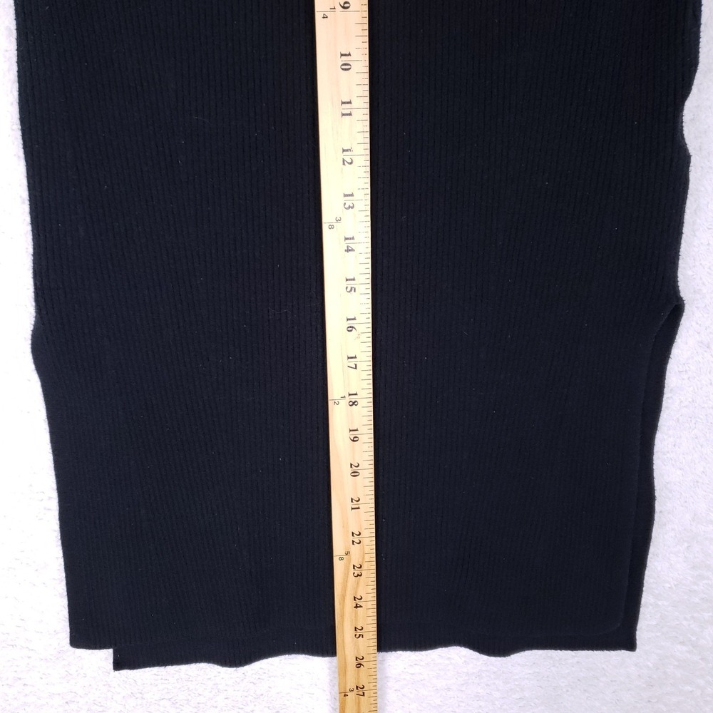 Abercrombie & Fitch Black Ribbed Side Slit Midi Skirt M Black - Picture 8 of 11